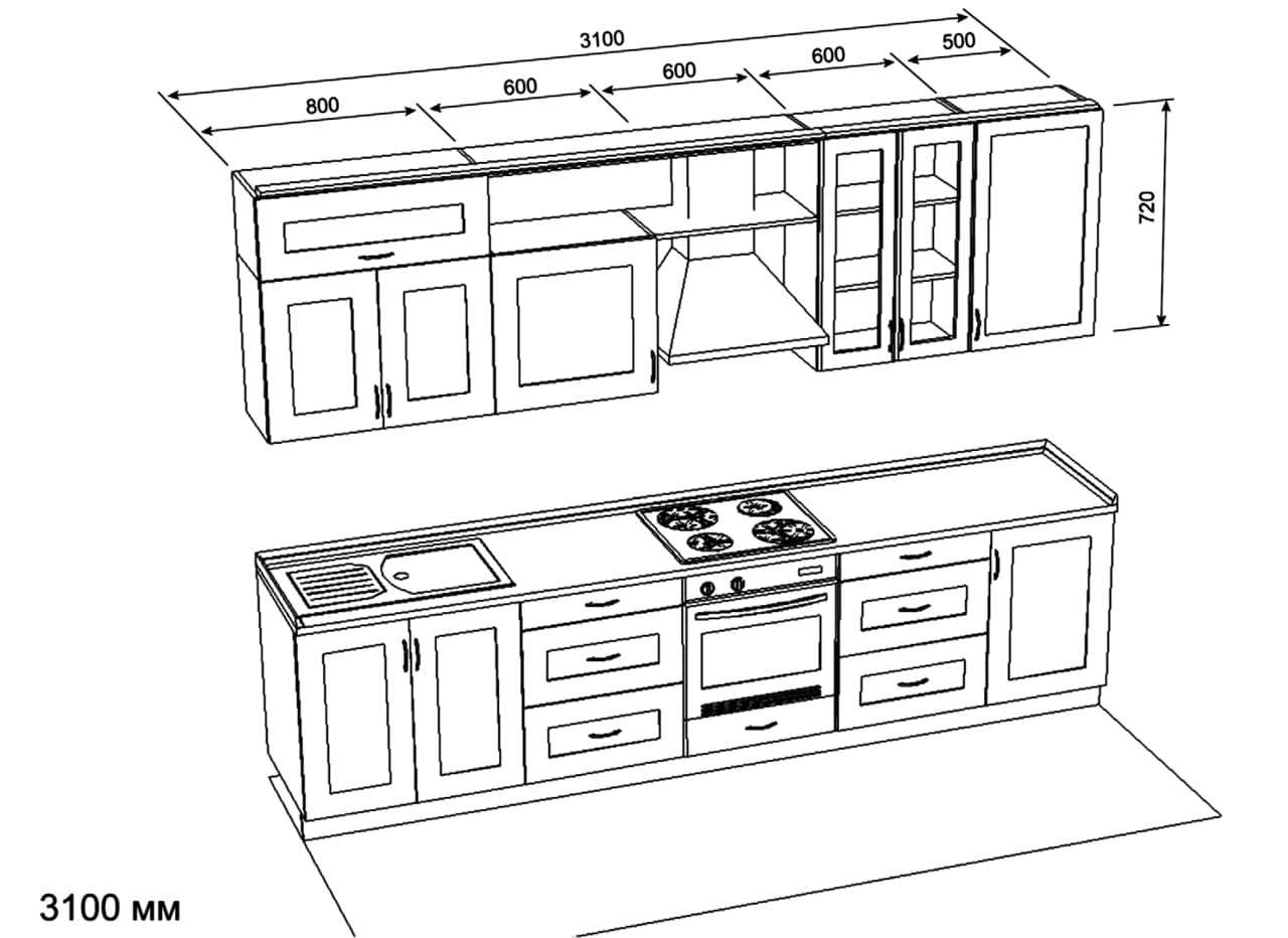 Чертеж Кухни Прямой