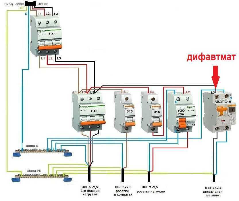 Схема подключения узо и автоматов