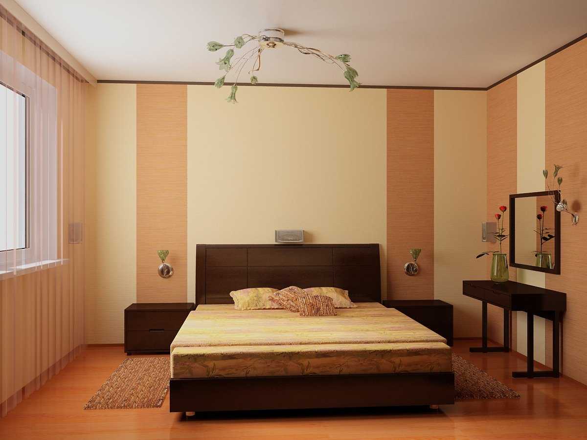 Поклейка обоев двух цветов в спальне: правила сочетания, способы декорирования (+64 фото)