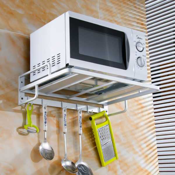 Полка для микроволновки на стену в кухне: как выбрать место под габариты свч
