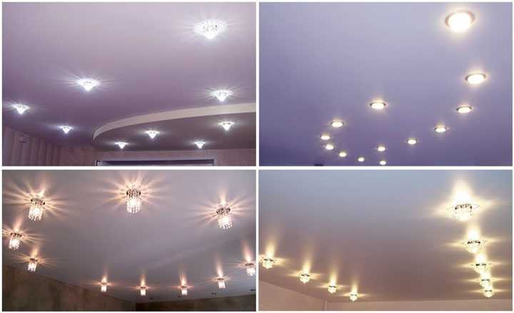 Как выбрать расположение светильников на потолке чтобы было красиво и удобно, на каком расстоянии разместить их друг от друга, как выбрать схему